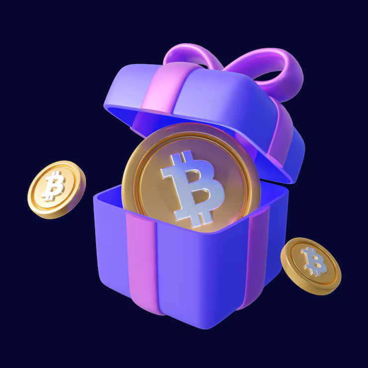 Bitcoin gift box illustration